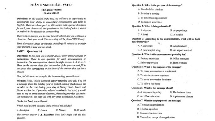[PDF] Download sách VSTEP Collection 20 Mock Test có Audio